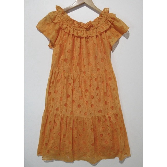 Stunning Trina Turk Lace Off The Shoulder Sunflower Dress Women's Large EUC‎ - Picture 1 of 6